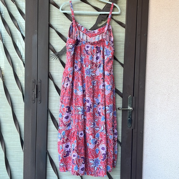 Boho Style Knox Rose Red Floral Spaghetti Strap Midi Summer Sundress w/ POCKETS - Picture 8 of 11